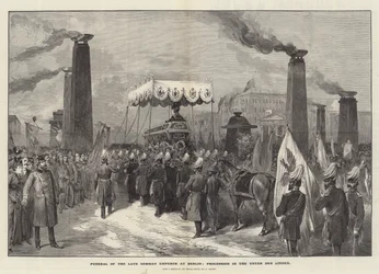 Funerale del defunto imperatore tedesco a Berlino, processione in Unter den Linden